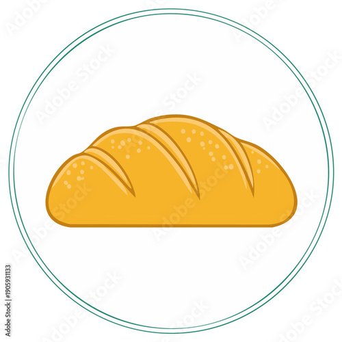 Cartoon loaf of bread illustration inside a circle