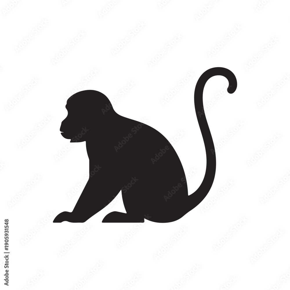 Obraz premium Simple monkey silhouette vector flat illustration design. 