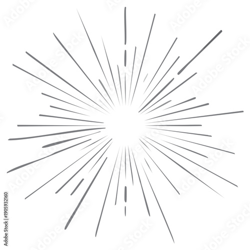 Abstract Sunburst Graphic with Radial Rays and Energetic Burst on White Background