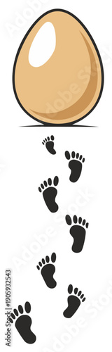 Egg with Footprints Symbolizing Creation and Journey
