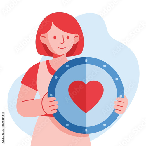 Woman Holding Heart Shaped Mirror.