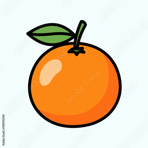 Orange Fruit Illustration with Leaf.