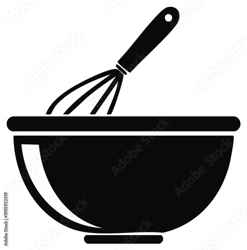 Whisk mixing bowl silhouette illustration