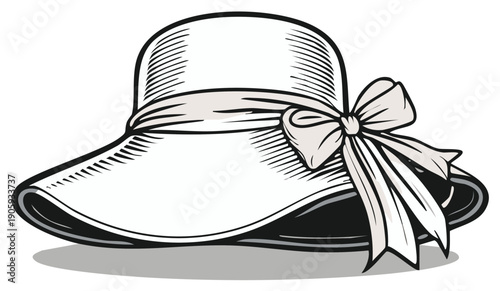 Elegant Sun Hat with Ribbon Accent: Classic Fashion Accessory for Sun Protection and Stylish Summer Events