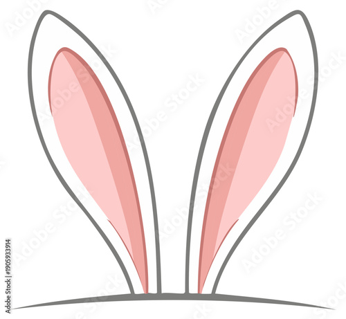 Simple Easter bunny ears graphic, rabbit ears illustration, hare ears