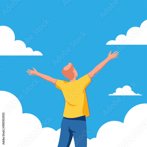 Man Standing with Arms Outstretched.