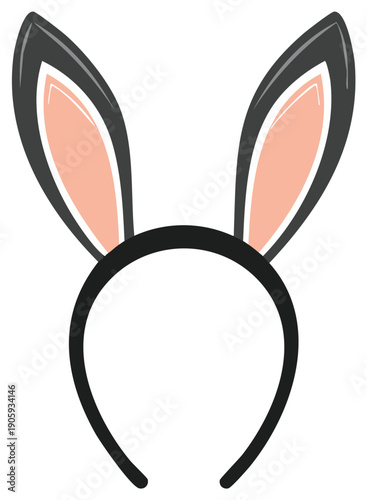 Black and pink bunny ears headband accessory for costume and celebration