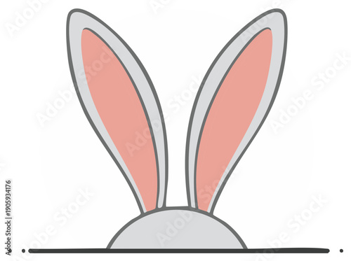 Cute Cartoon Rabbit Ears Peeking Over a Surface
