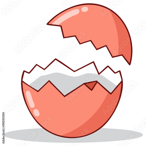 Cracked eggshell vector illustration. Empty broken egg with jagged edge on the top