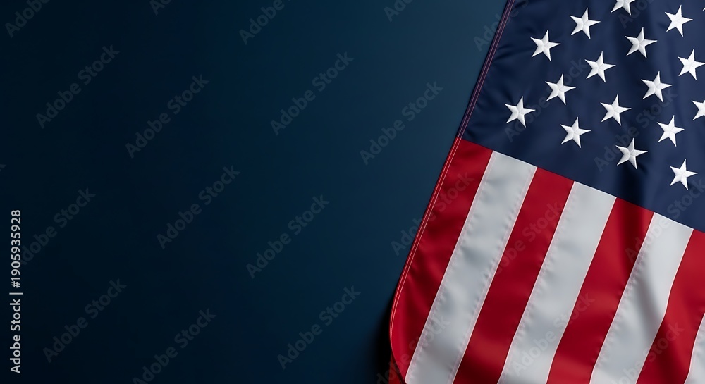 Fototapeta premium Usa presidents day background with american flag on patriotic blue