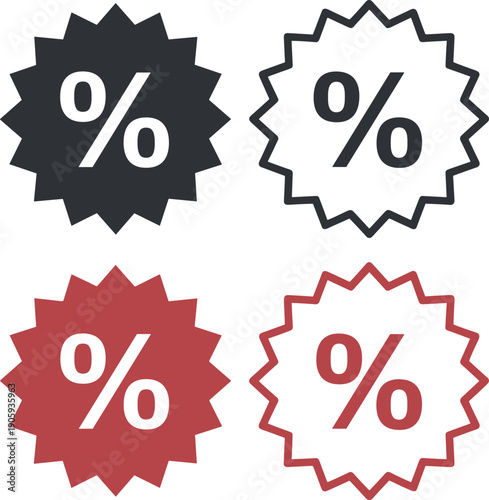 Discount percentage symbols icons offers sales promotions
