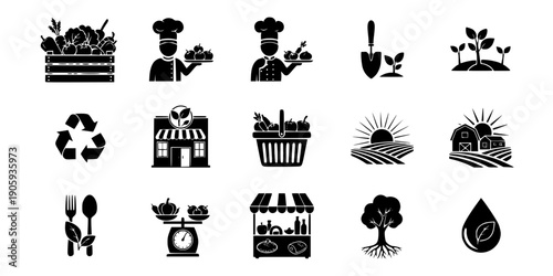 Farm to Table Sustainable Restaurant Logo Icon