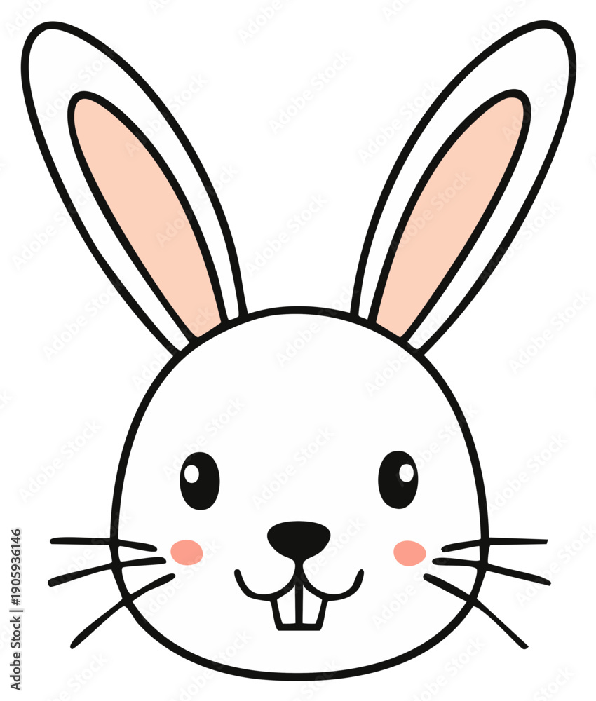Obraz premium Cute Cartoon Easter Bunny Face