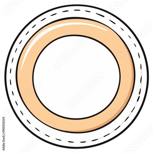 Simple graphic vector illustration of a circular road or race track with distinct lanes and dashed markings.
