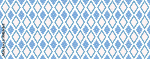 Geometric pattern with diamond shapes in blue green and white