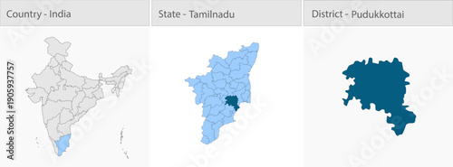 Pudukkottai_Map_Vector detailed map illustration graphic for educational reference, geographic visualization, design layouts, presentations, digital m