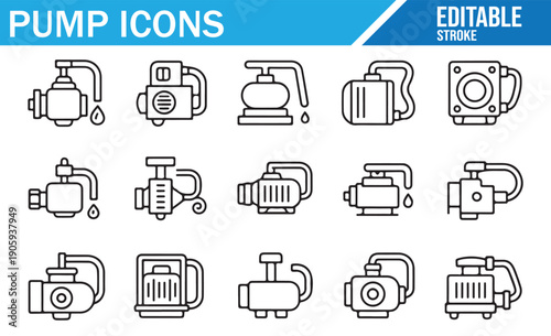 Collection of Outline Pump Graphics for Industrial and Technical Applications