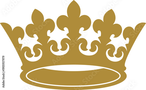 Ornate golden crown symbol representing royalty authority power and supreme monarchy