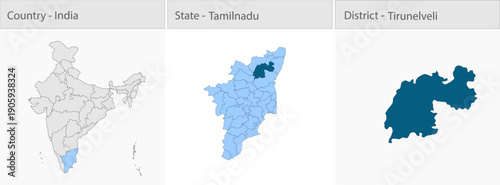 Tirunelveli_Map_Vector detailed map illustration graphic for educational reference, geographic visualization, design layouts, presentations, digital m