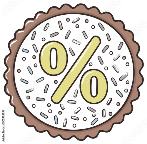 Whimsical Percentage Symbol Cake with Sprinkles and Discount Concept