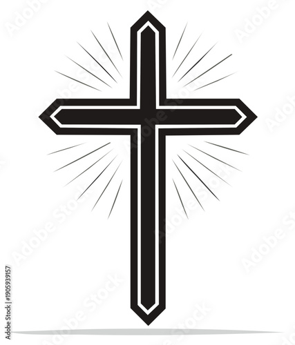 Religious Christian Cross With Radiant Light Symbolizing Faith Hope And Divine Power