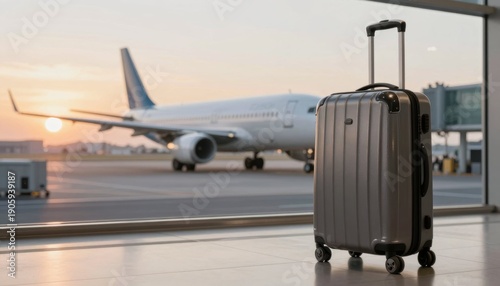 Wallpaper Mural Travel preparation luggage at airport terminal departure gate travel sunset perspective on journey Torontodigital.ca
