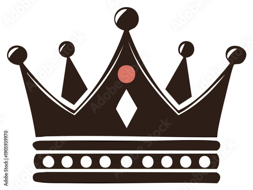 Royal Crown Illustration with Gemstones and Ornate Design