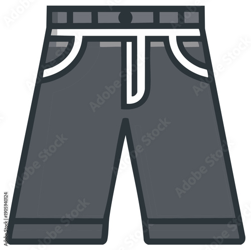 Dark Gray Casual Trousers Flat Design Vector Illustration with Belt Loops and Pockets