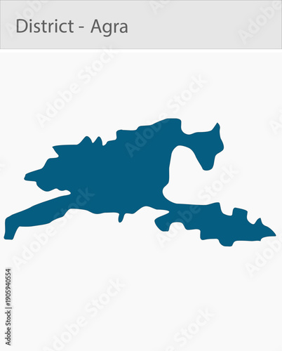 Agra_Map_UP_state detailed map illustration graphic for educational reference, geographic visualization, design layouts, presentations, digital media