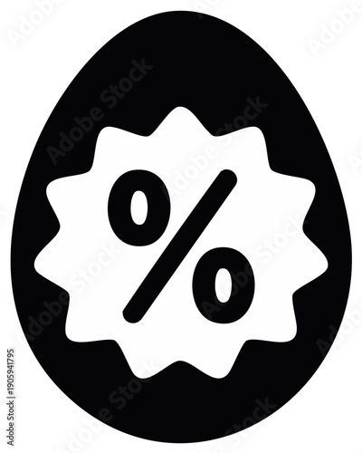 Egg shape icon with a percentage symbol. Marketing and sales concept.