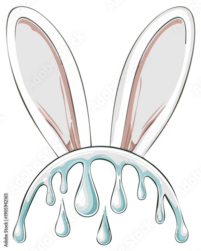 Whimsical Easter bunny ears with melting frosty liquid design