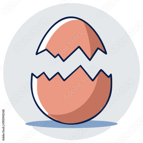 Cracked Eggshell Illustration Minimalist Design Light Color Palette Food Ingredient Theme