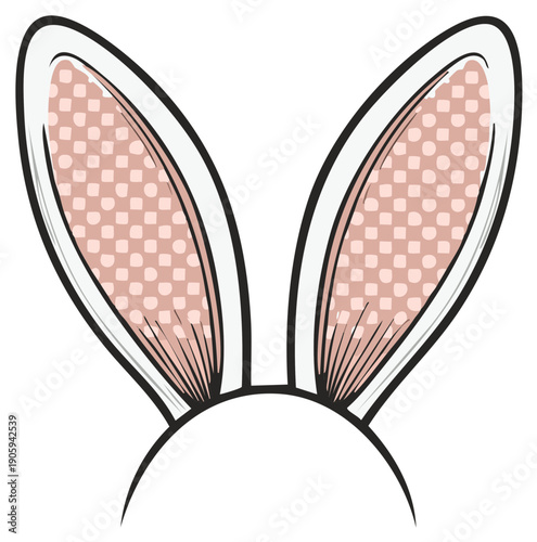 Easter Bunny Ears Headband Pink and White Cartoon Graphic