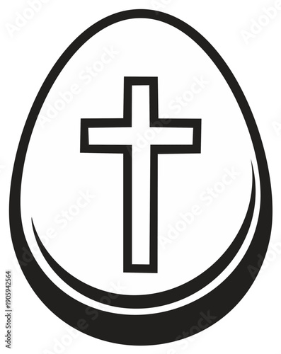 Easter Egg with Cross Symbol for Religious Celebrations and Christian Holiday