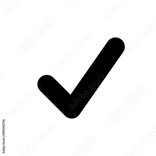 Extra bold black checkmark sign. Round. Isolated on a transparent background.