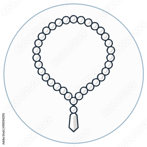 Prayer Beads Spiritual Icon. Tasbih for Religious Rituals. Simple Vector Design