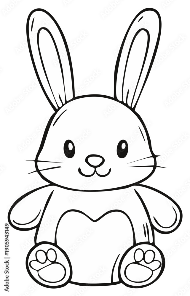 Obraz premium Cute Easter Bunny Outline Illustration Design Element
