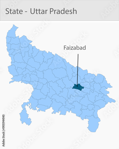 Faizabad_Uttar_Pradesh_Map_UP_state detailed map illustration graphic for educational reference, geographic visualization, design layouts, presentatio