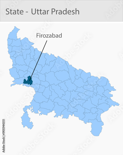 Firozabad_Uttar_Pradesh_Map_UP_state detailed map illustration graphic for educational reference, geographic visualization, design layouts, presentati