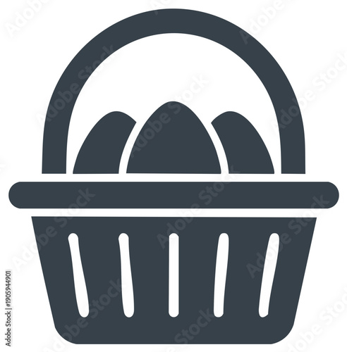 Easter Eggs in a Woven Basket Simple Flat Design Vector Icon Symbolizing Spring and Fresh Produce