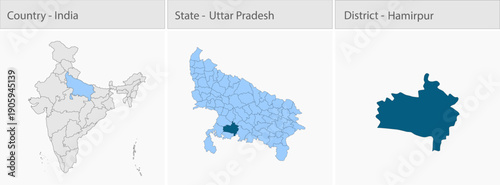 Hamirpur_Vector_Map_UP_state detailed map illustration graphic for educational reference, geographic visualization, design layouts, presentations, dig
