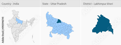 Lakhimpur_kheri_Vector_Map_UP_state detailed map illustration graphic for educational reference, geographic visualization, design layouts, presentatio