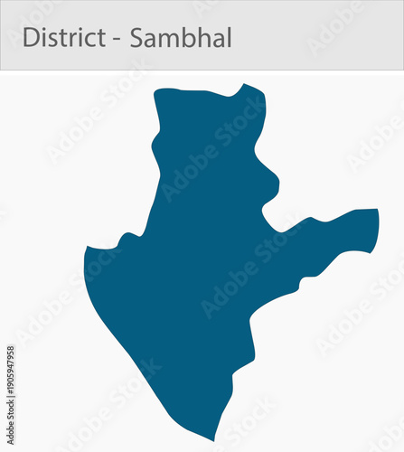 Sambhal_Map_UP_state detailed map illustration graphic for educational reference, geographic visualization, design layouts, presentations, digital med