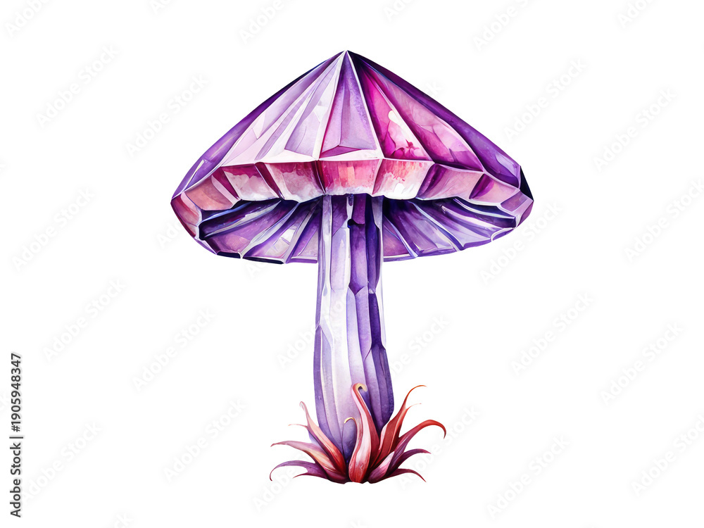 Fototapeta premium A beautiful watercolor illustration of a purple mushroom