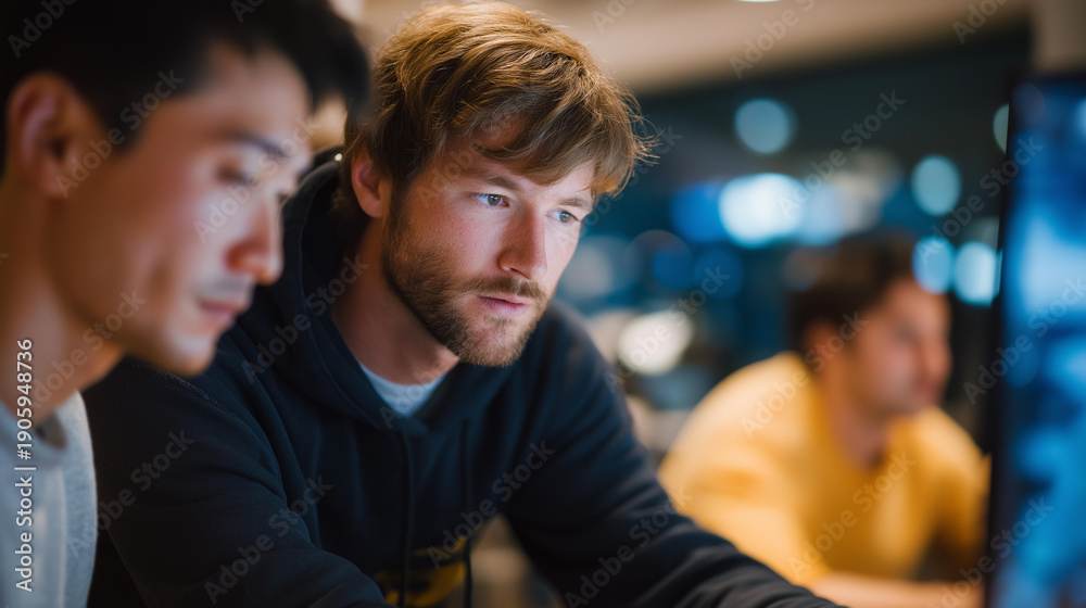 Obraz premium Marketing measures emphasize data analysts interpreting campaign results, using analytics tools for better audience targeting, and teams discussing strategies to enhance engagement metrics for