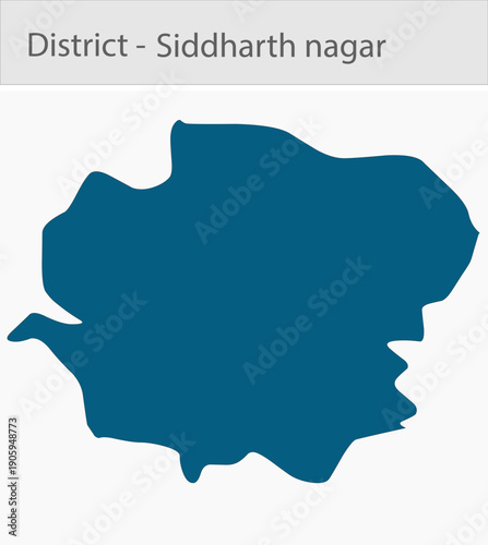 Siddharth_nagar_Map_UP_state detailed map illustration graphic for educational reference, geographic visualization, design layouts, presentations, dig