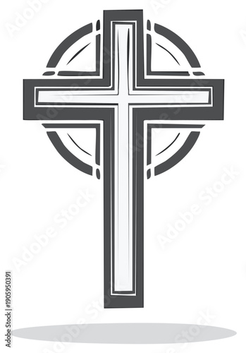 Stylized Celtic Cross Symbol Christian Religious Iconography Faith and Spirituality
