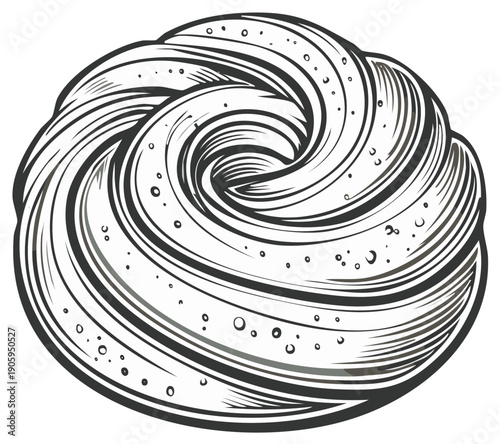 Swirl Patterned Baked Good with Sprinkles in Black and White Line Art