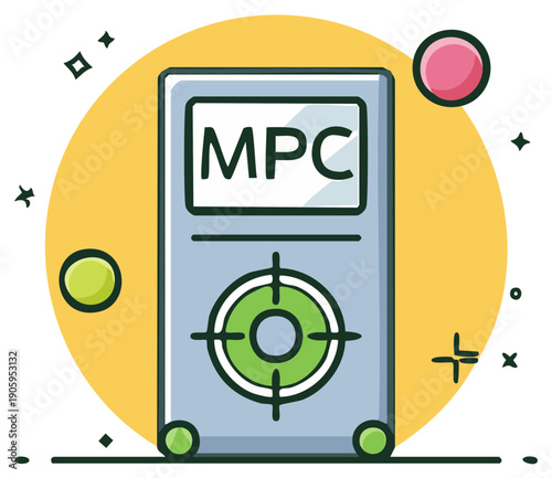 Abstract Portable Music Production Controller Device Flat Design Illustration