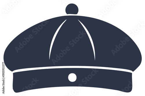 Dark Blue Silhouette of a Traditional Chinese Official Hat with White Accents Simple Shape